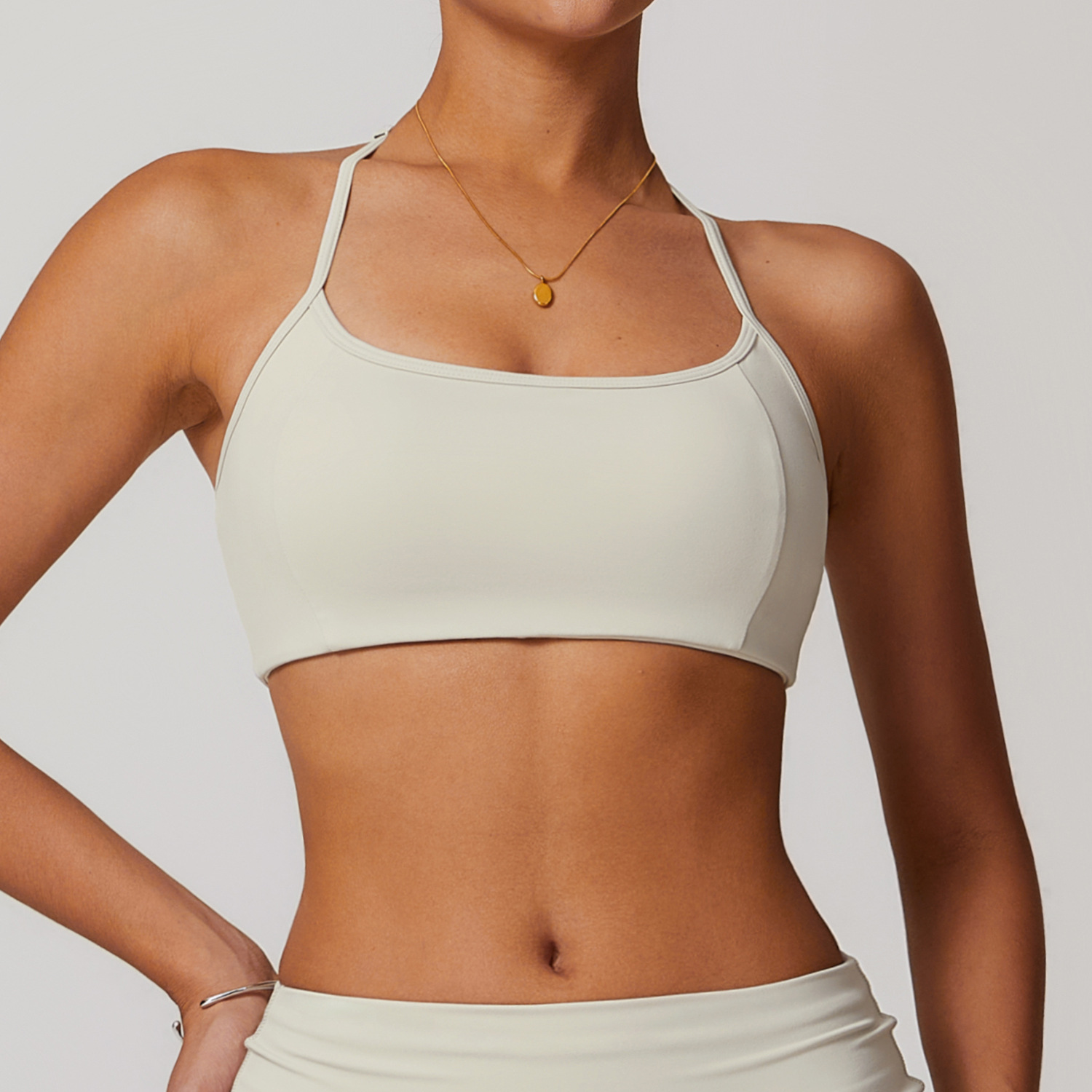 Soft Fabric Thin Strap Halter Yoga Bra 8791
