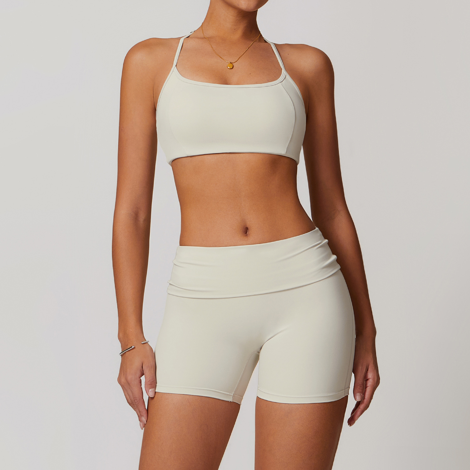 Soft Fabirc Thin Strap Halter Yoga Short Sets 2 Options 8791