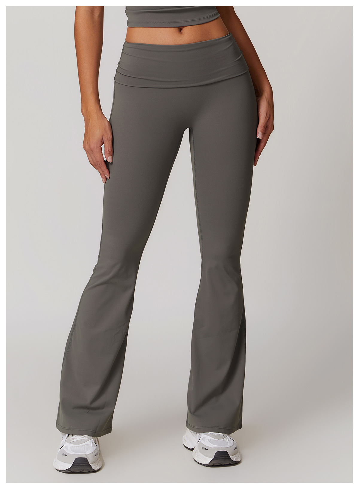Soft Fabric Folded Waist Flare Yoga Leggings 8791