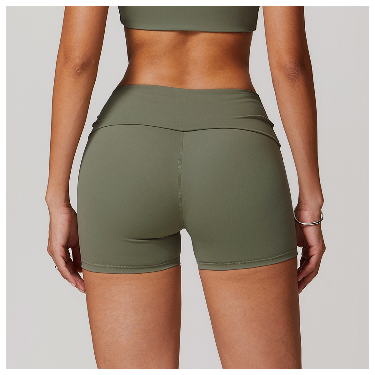 Soft Fabric Folded Waist Yoga Shorts 8791