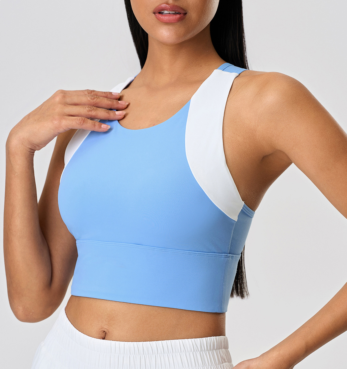 Nude U-neck Solid Color Yoga Tank Top D25067