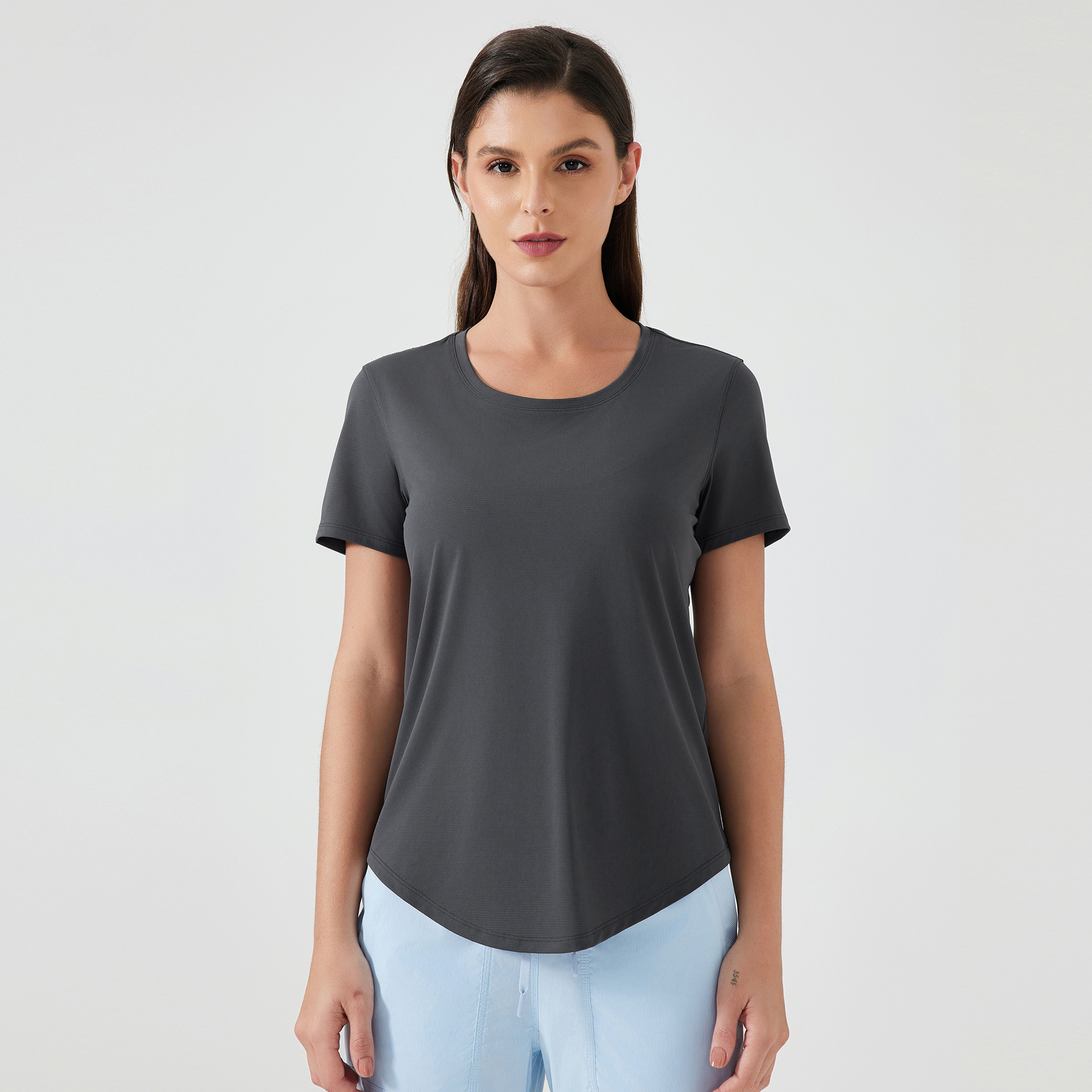 Breathable Solid Color Yoga T-shirts D25017
