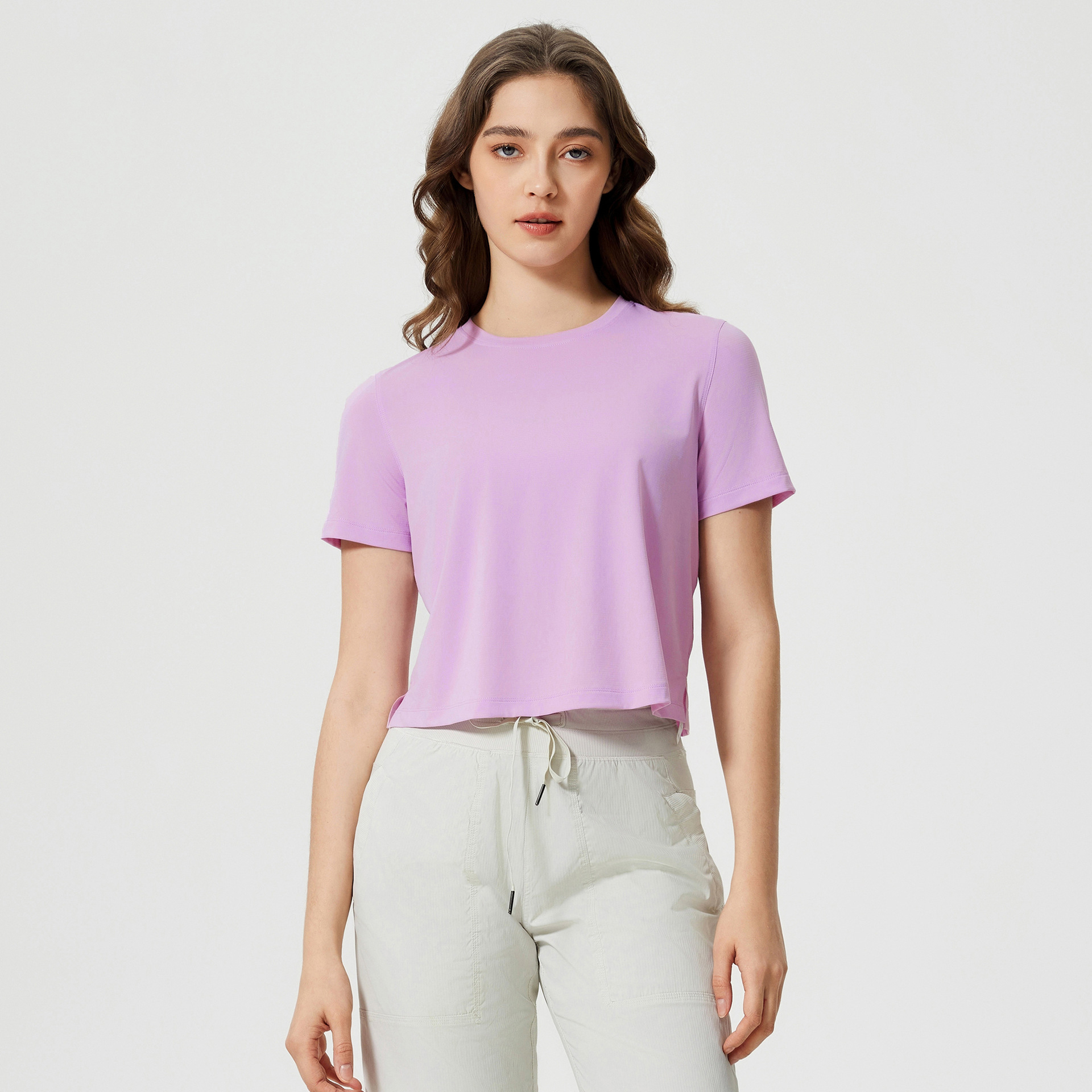 Breathable Solid Color Yoga T-shirts D25016