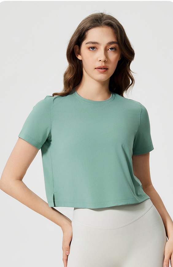 Breathable Solid Color Yoga T-shirts D25016