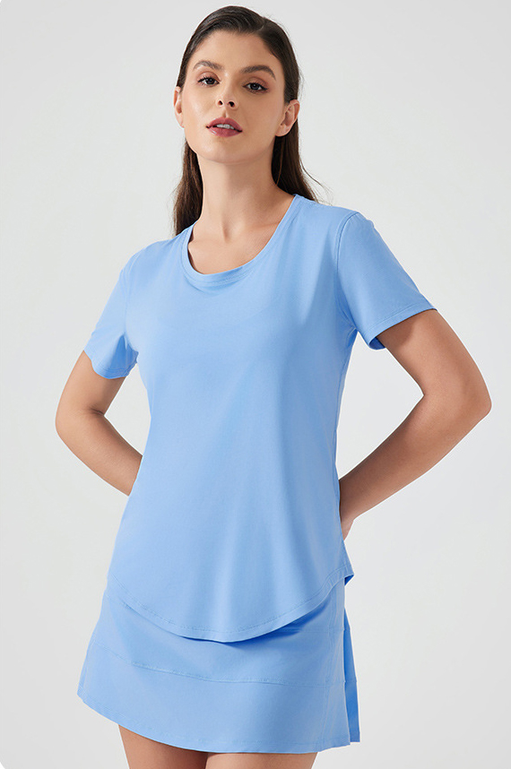 Breathable Solid Color Yoga T-shirts D25017