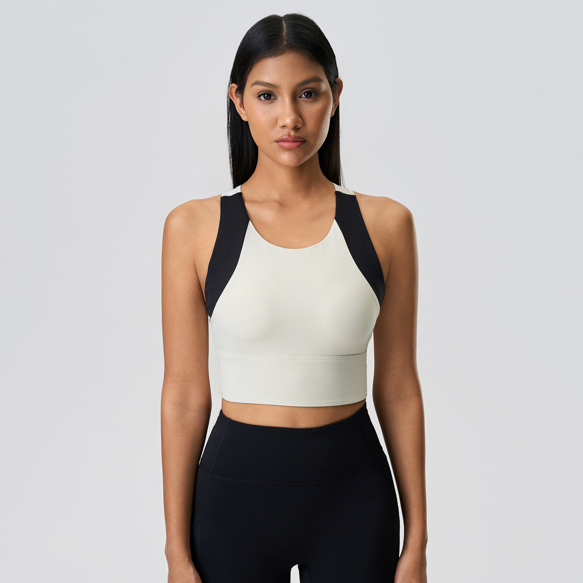 Nude U-neck Solid Color Yoga Tank Top D25067