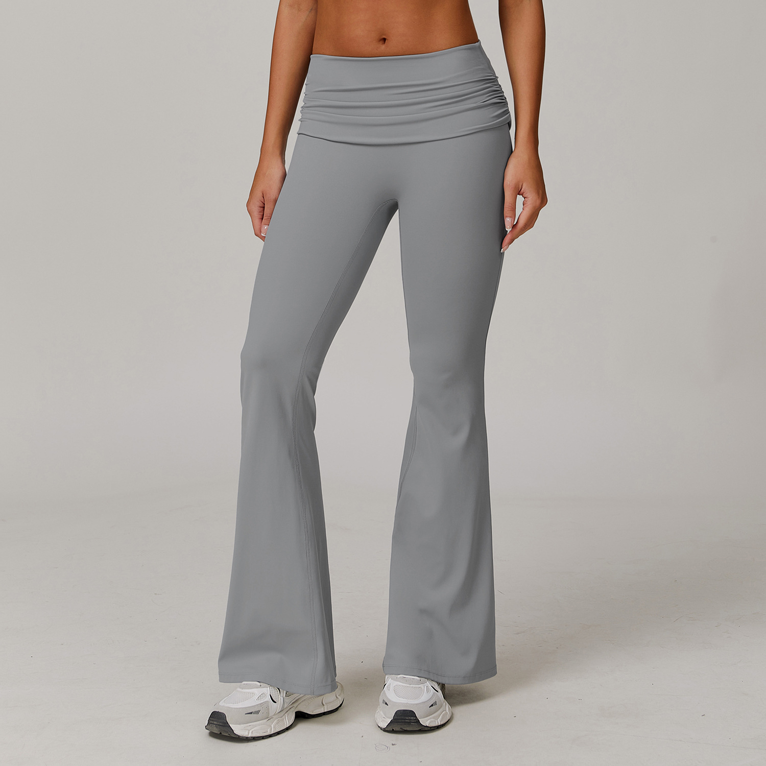 Soft Fabirc Pleated Foldable Flare Yoga Leggings 8516