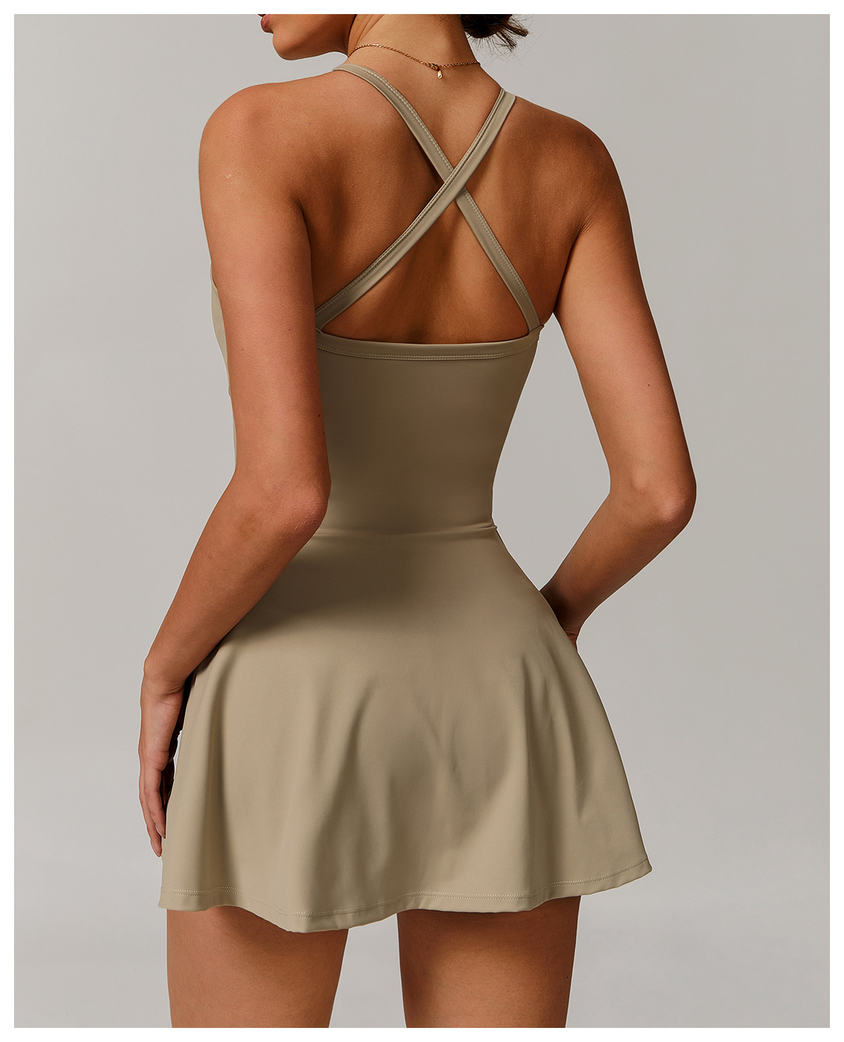 Soft Fabric Mock Two Pieces Pleated Tennis Dress 8998