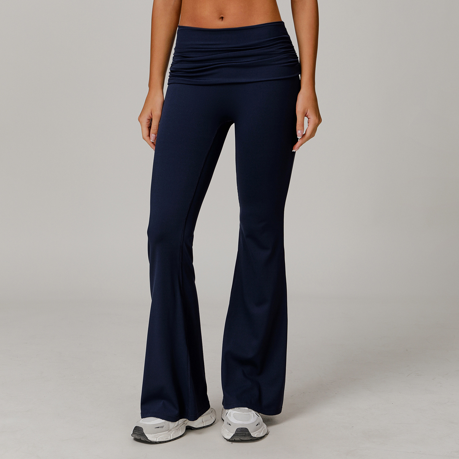 Soft Fabirc Pleated Foldable Flare Yoga Leggings 8516