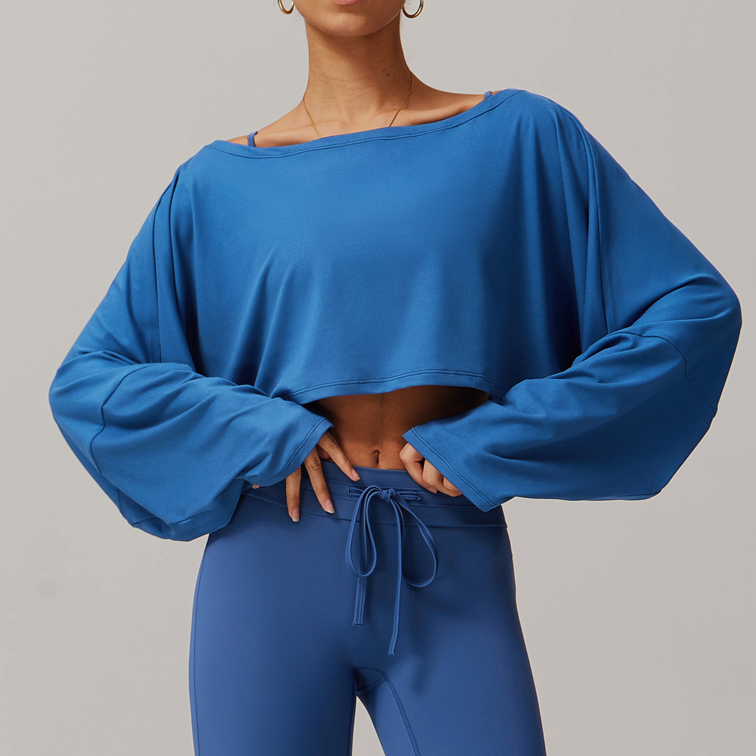 Soft Fabric Off Collar Long Sleeves Loose Top 5034