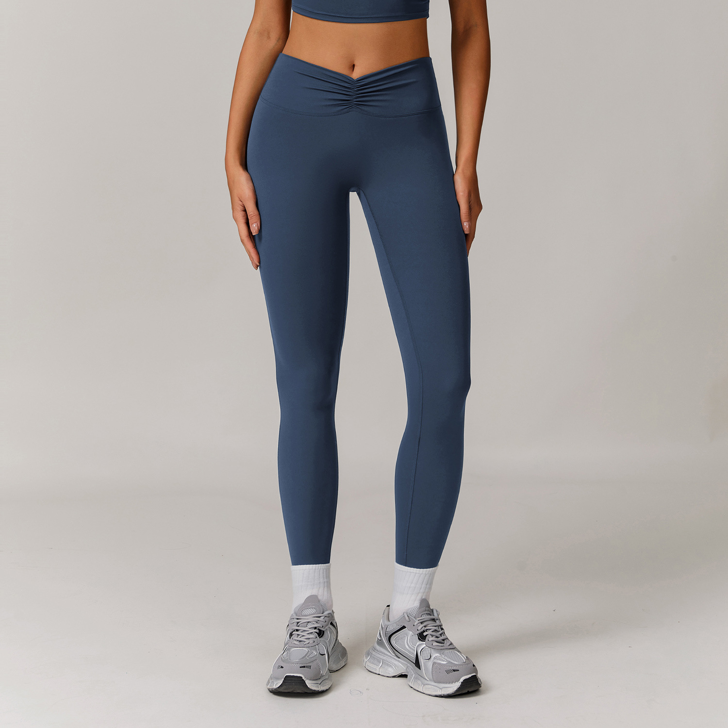 Soft Fabric Twist Pleats Yoga Leggings 9141