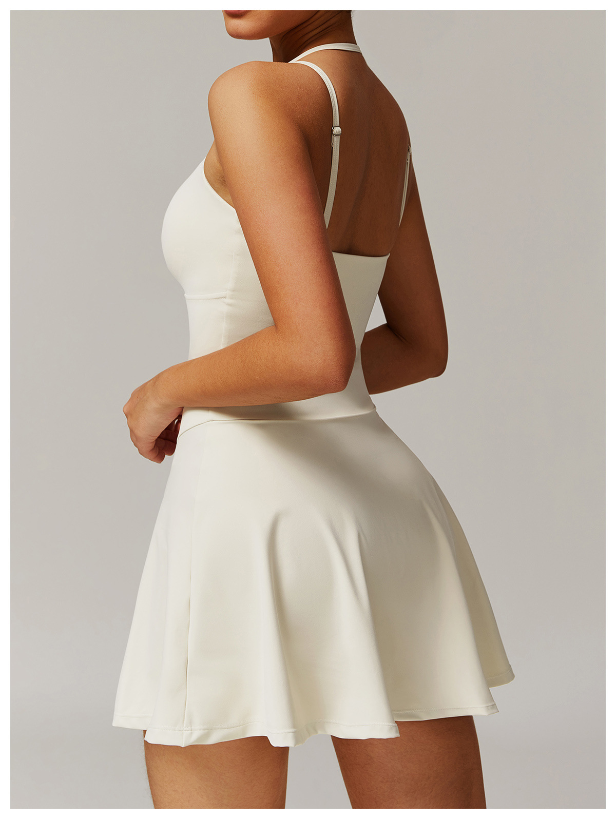 Soft Fabric Mock Two Pieces Tennis Dress With Side Pockets 9172