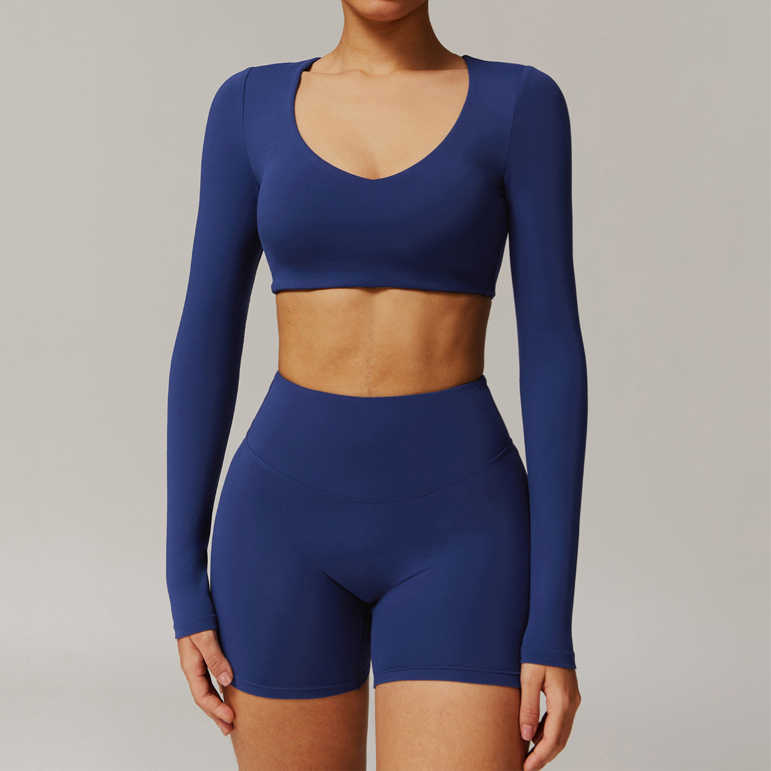 Soft Fabric Classic Long Sleeves Yoga Crop Yoga Top 9172