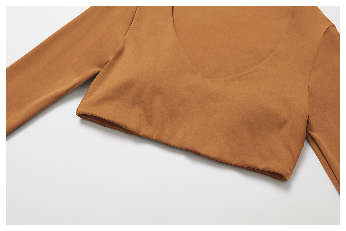 Soft Fabric Classic Long Sleeves Yoga Crop Yoga Top 9172