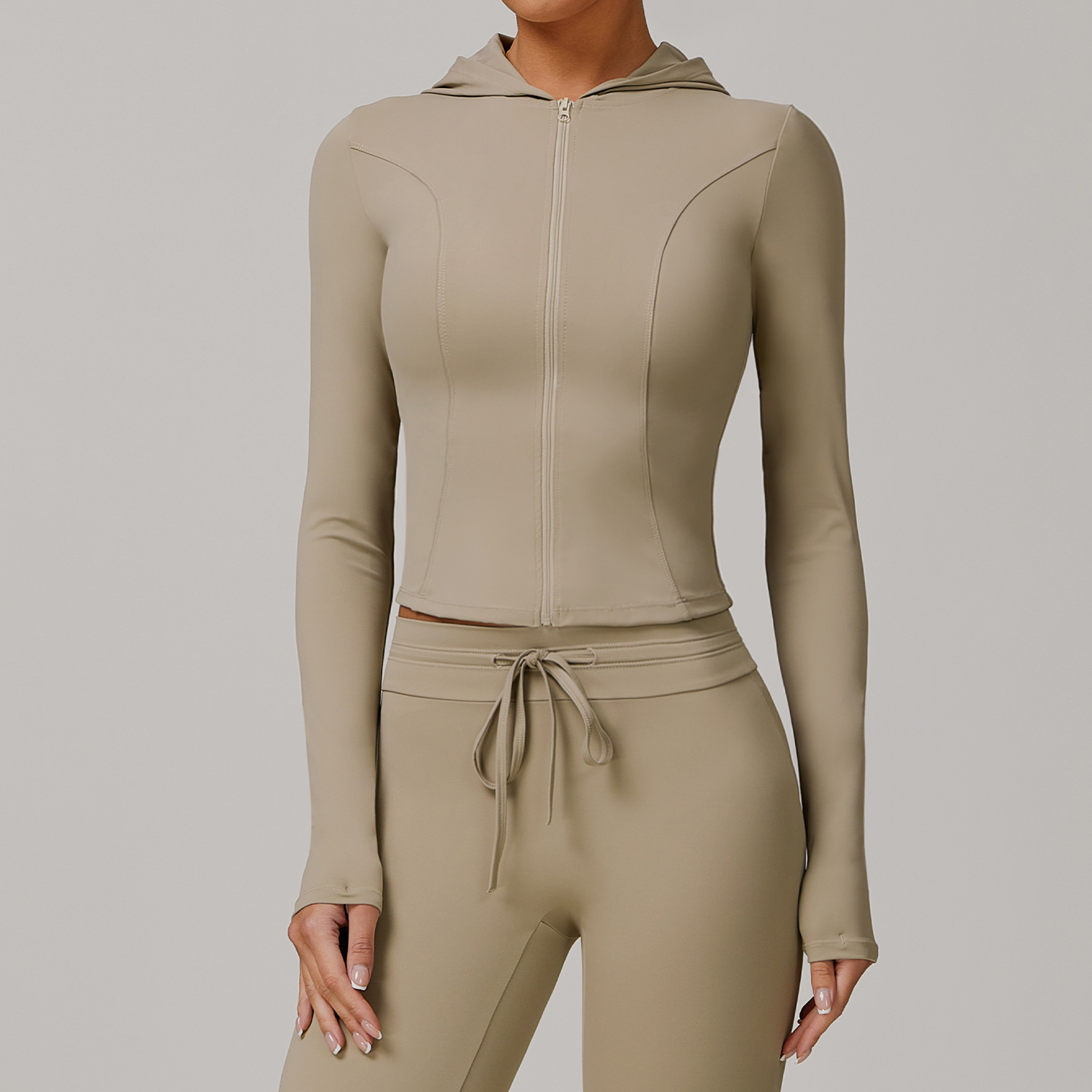 Soft Fabric Classic Long Sleeves Zip Down Yoga Top 3012