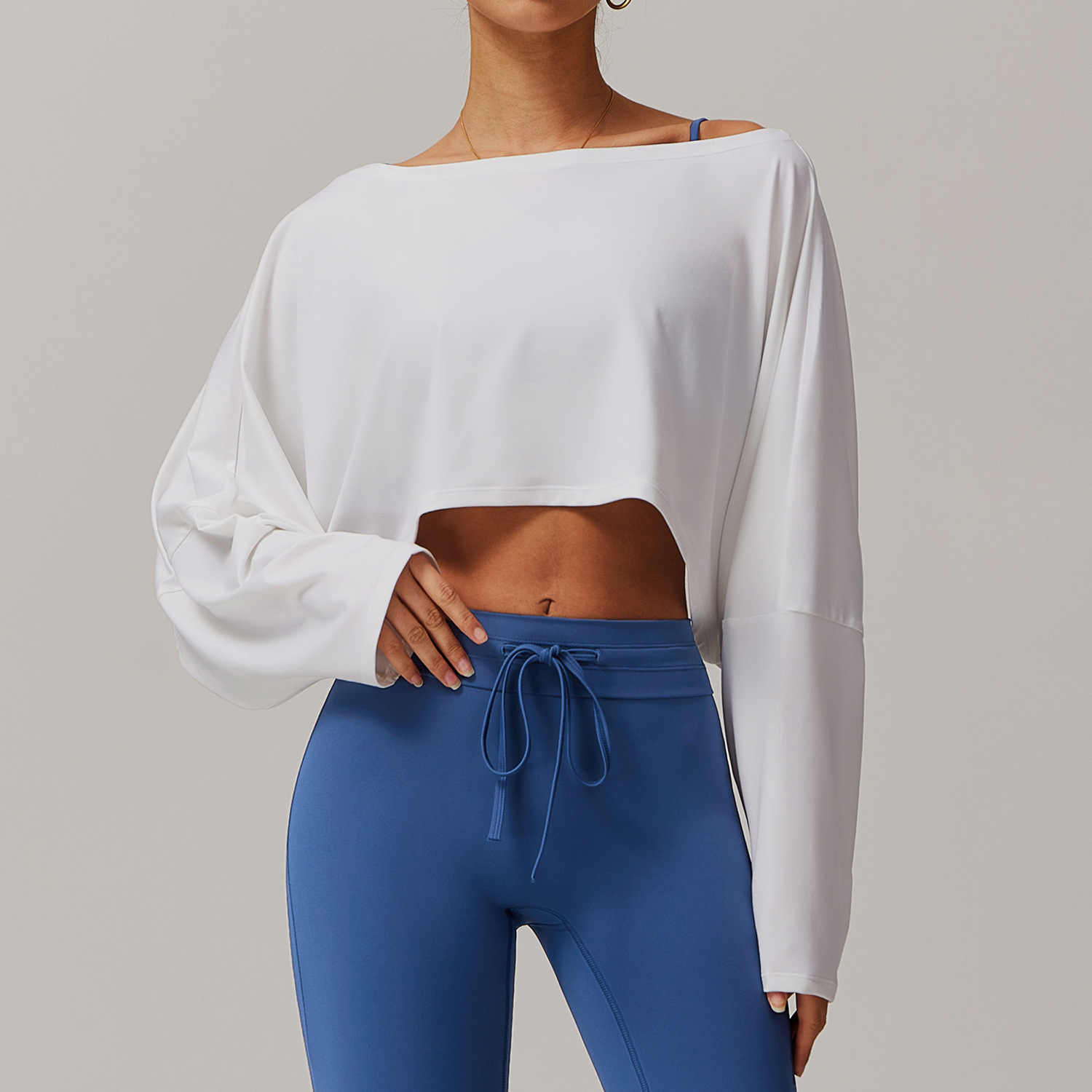 Soft Fabric Off Collar Long Sleeves Loose Top 5034