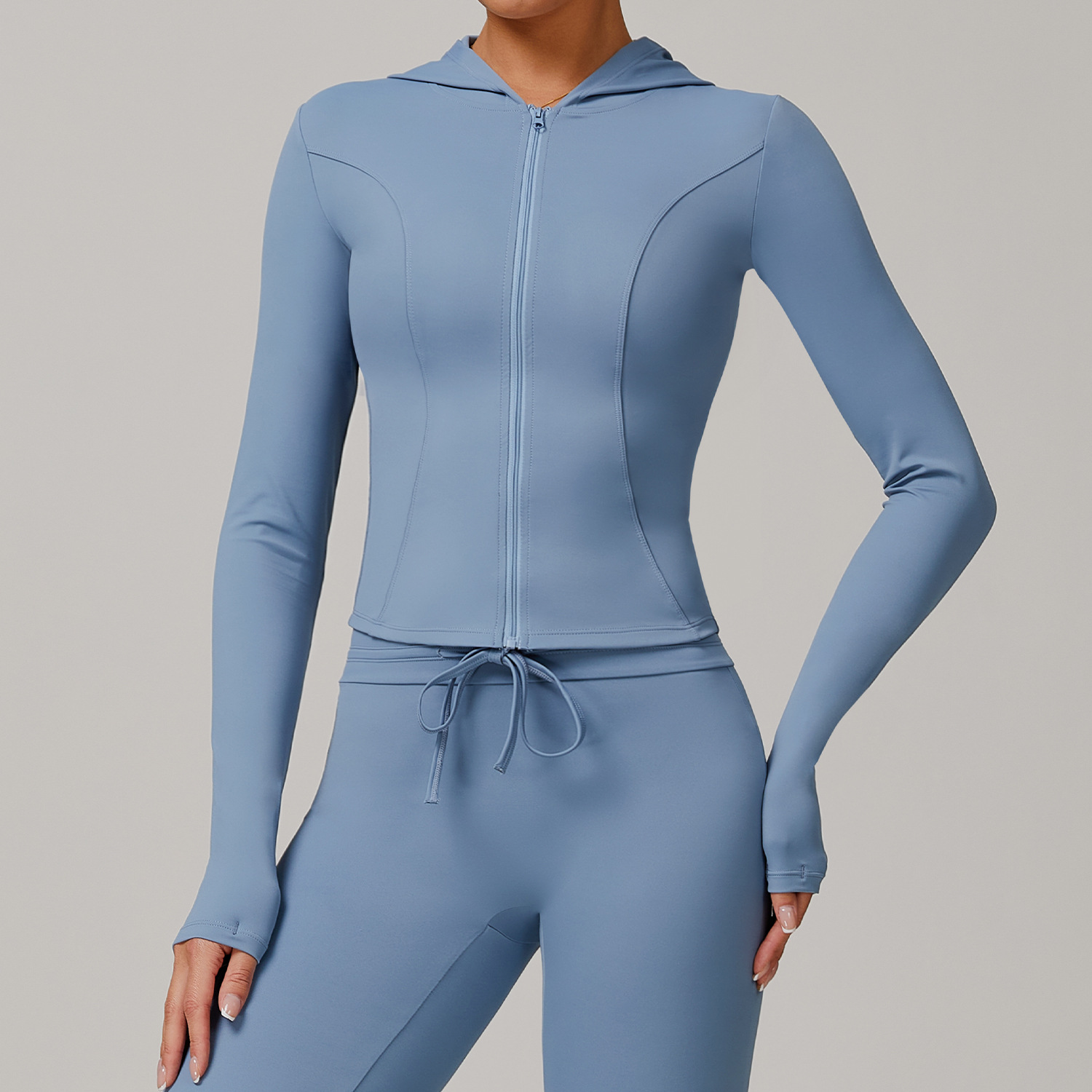 Soft Fabric Classic Long Sleeves Zip Down Yoga Top 3012