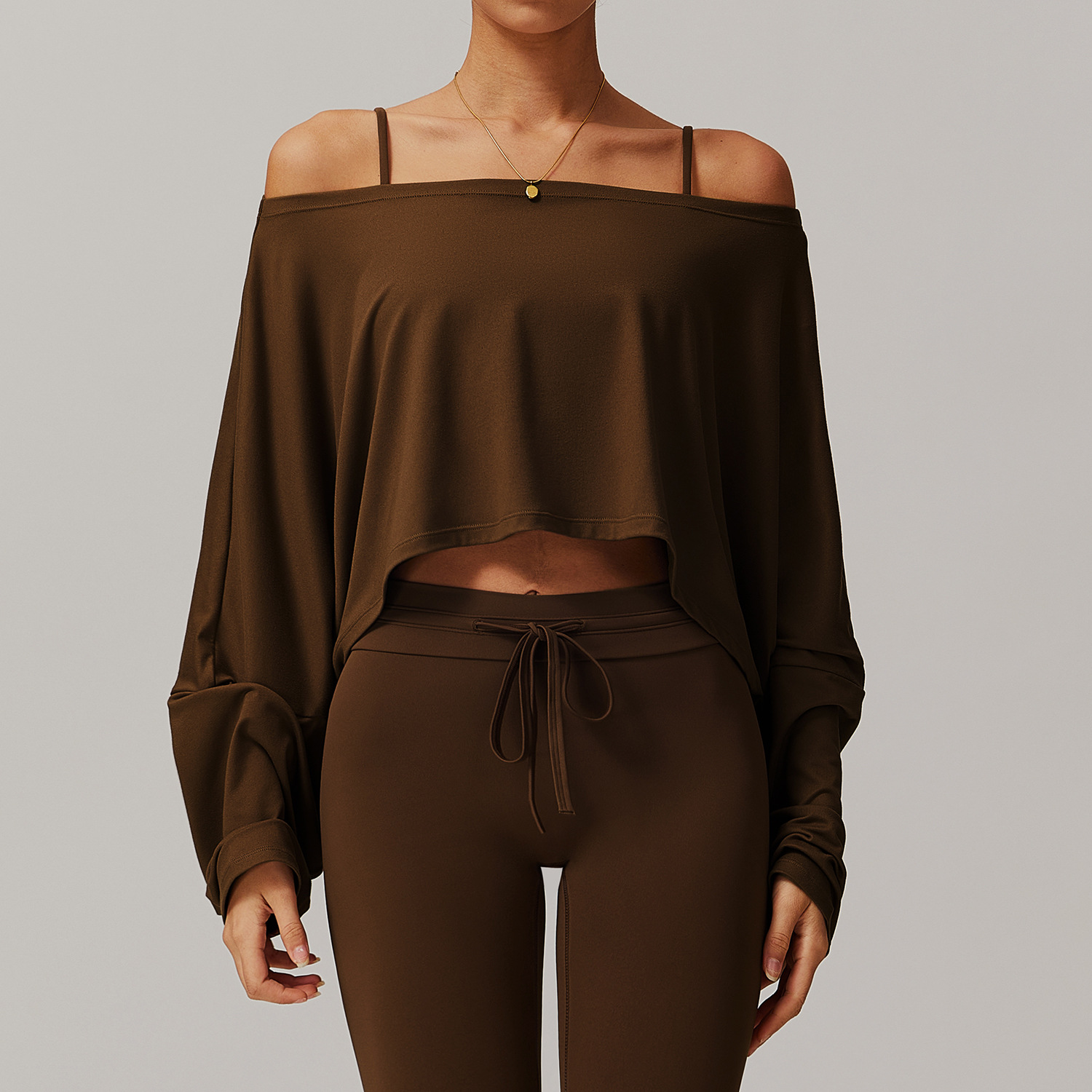 Soft Fabric Off Collar Long Sleeves Loose Top 5034