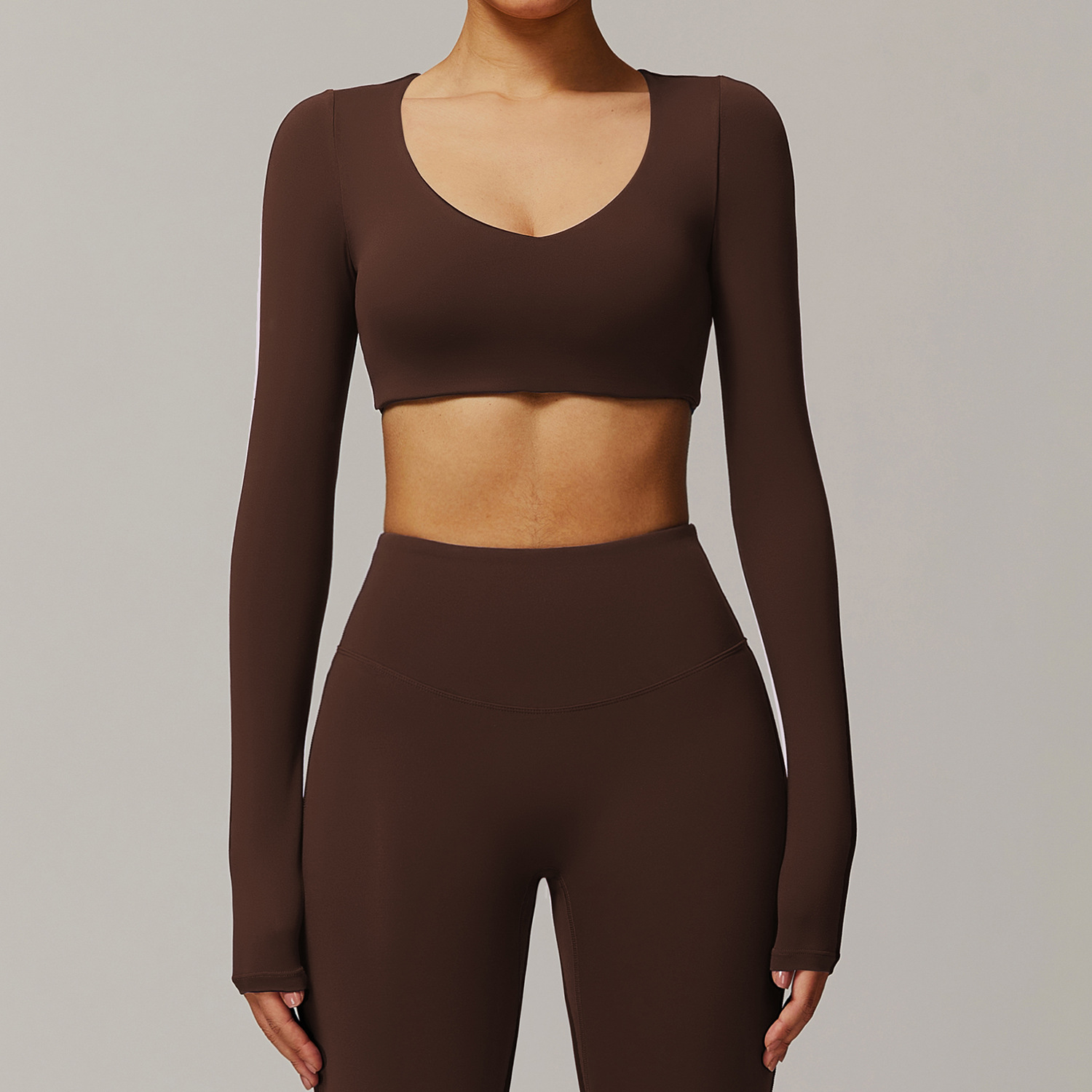 Soft Fabric Classic Long Sleeves Yoga Crop Yoga Top 9172