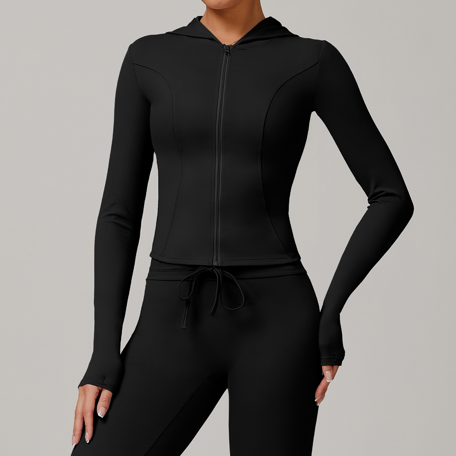 Soft Fabric Classic Long Sleeves Zip Down Yoga Top 3012
