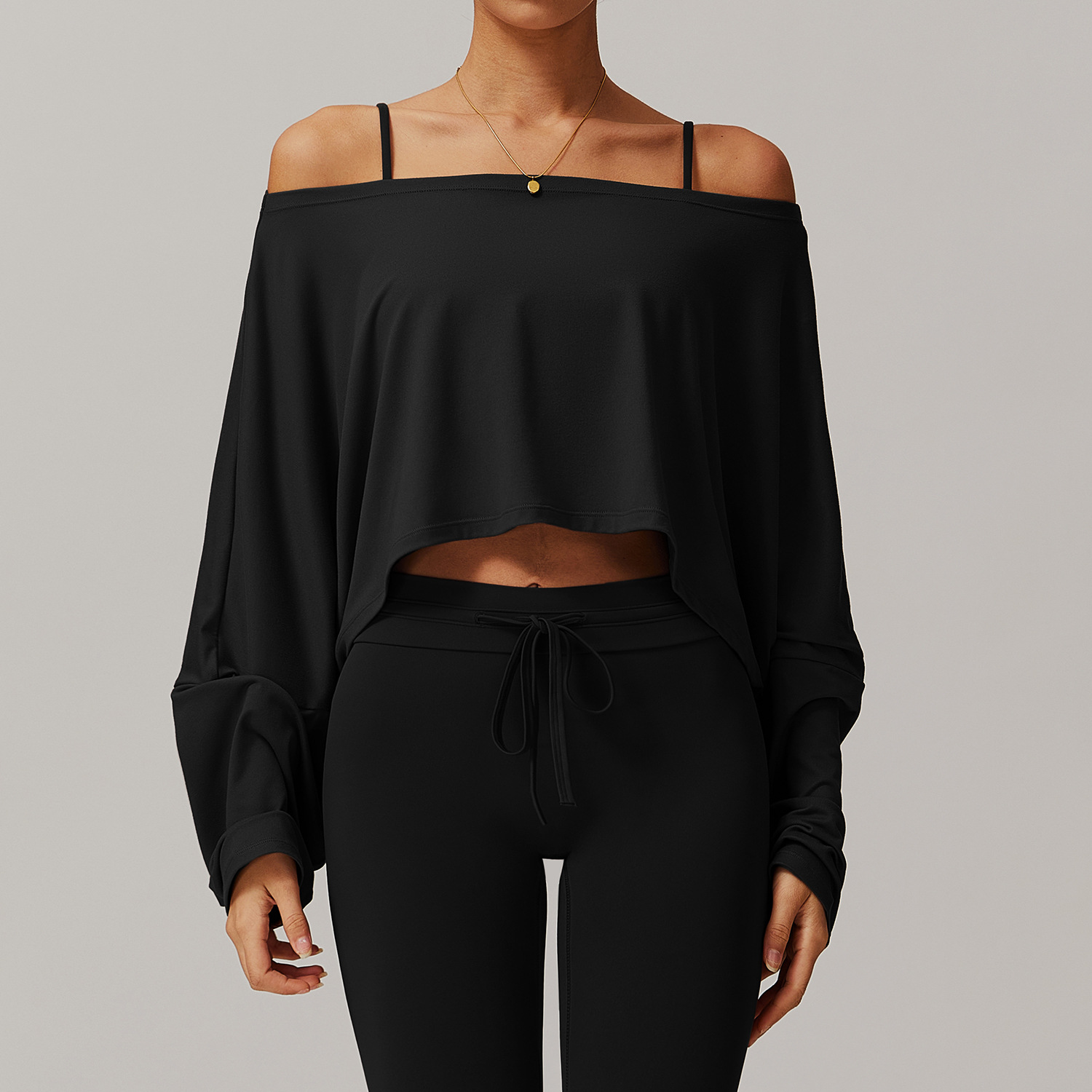 Soft Fabric Off Collar Long Sleeves Loose Top 5034