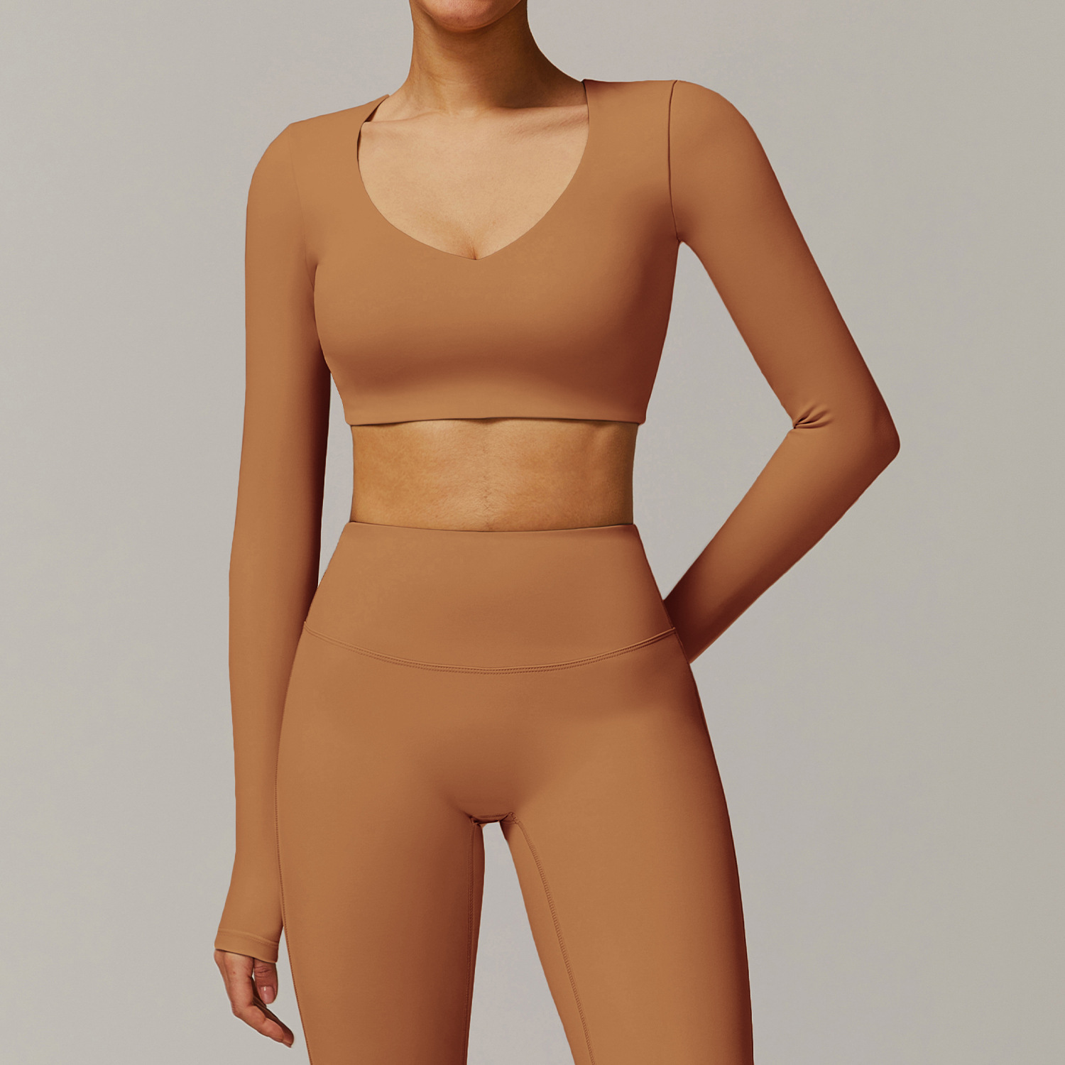 Soft Fabric Classic Long Sleeves Yoga Crop Yoga Top 9172