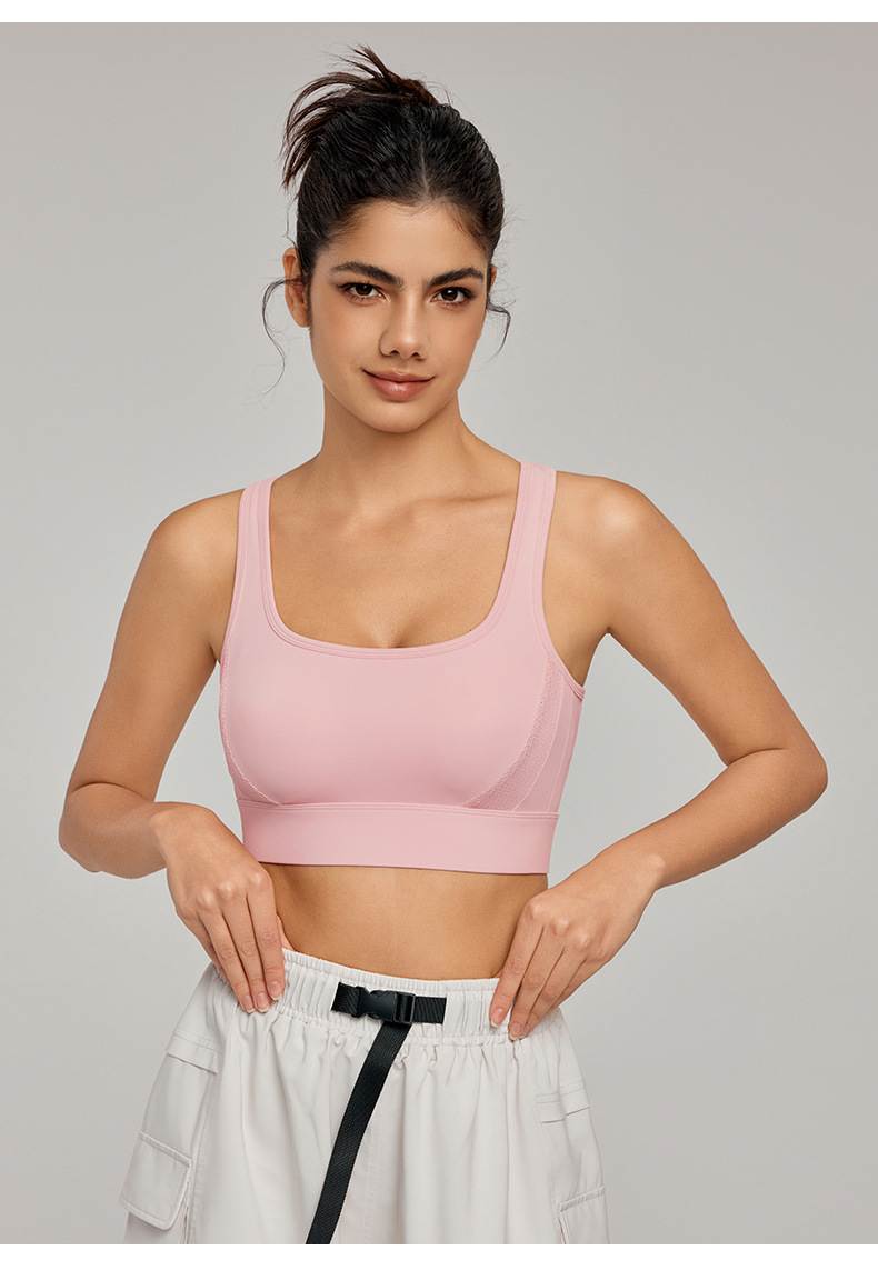  Cross-Back Mesh Breathable Fixed Cup Yoga Bra DWB115060