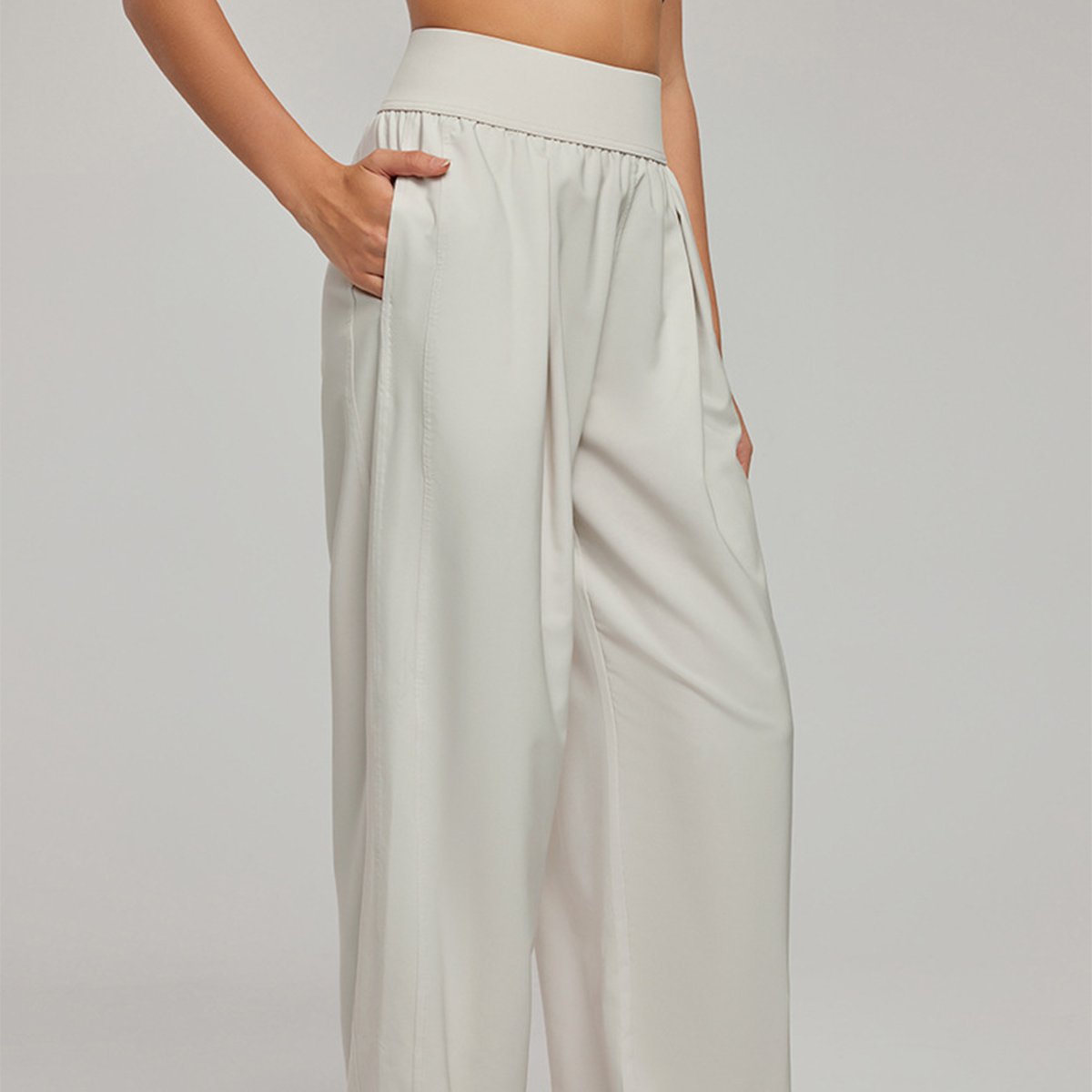 High-Waisted Elastic Waist Straight-Leg Loose and Casual Yoga Long Pants DWL115016