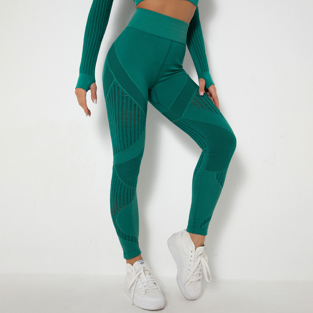Seamless Knitted Quick-drying Hollowed-out Yoga Fitness Pants 6301
