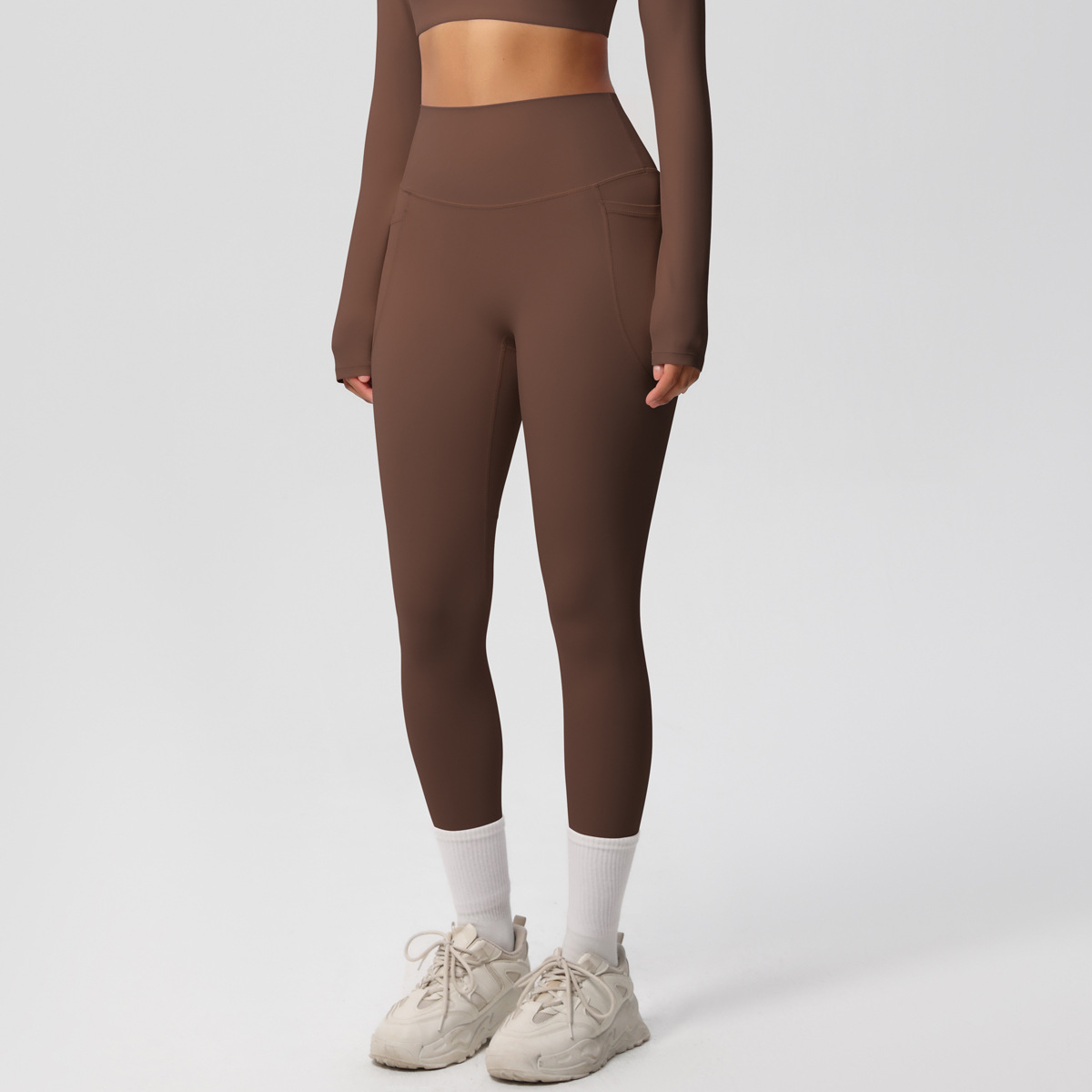 High-waisted Hip-lifting Quick-drying Long Pants with Pockets 7108