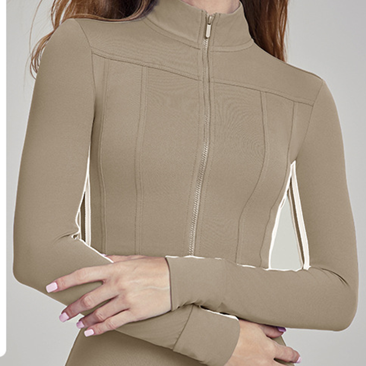 Slim Fit Stand Collar Zip-Up Yoga Coat DWJS124106