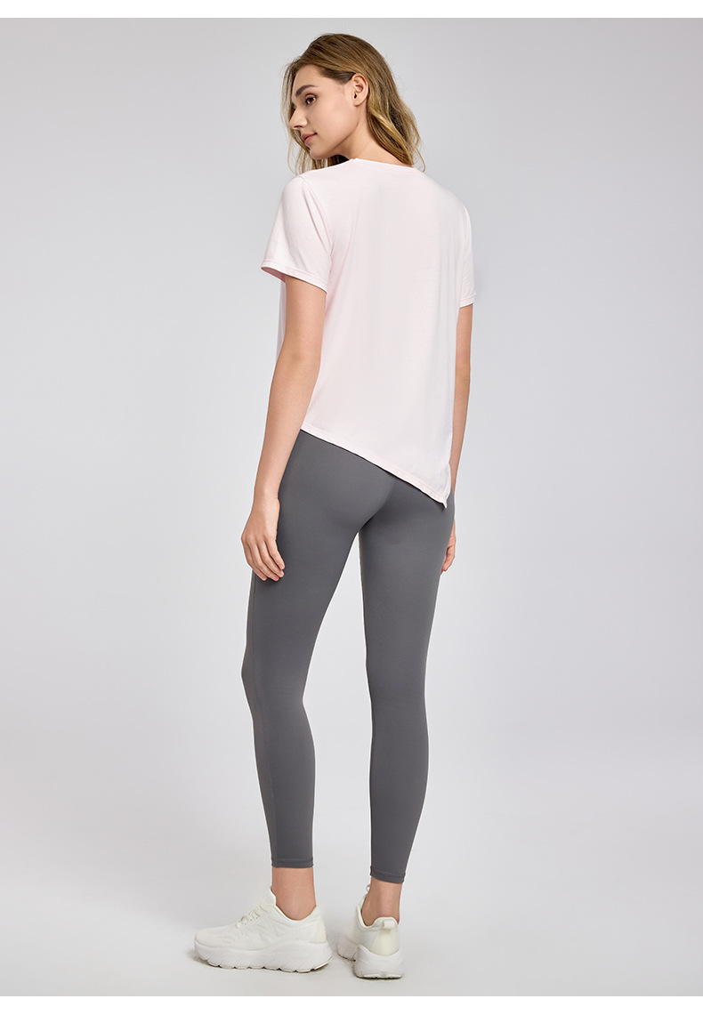 Breathable & Stylish Split-Hem Yoga Short-Sleeve Shirts DWY115048