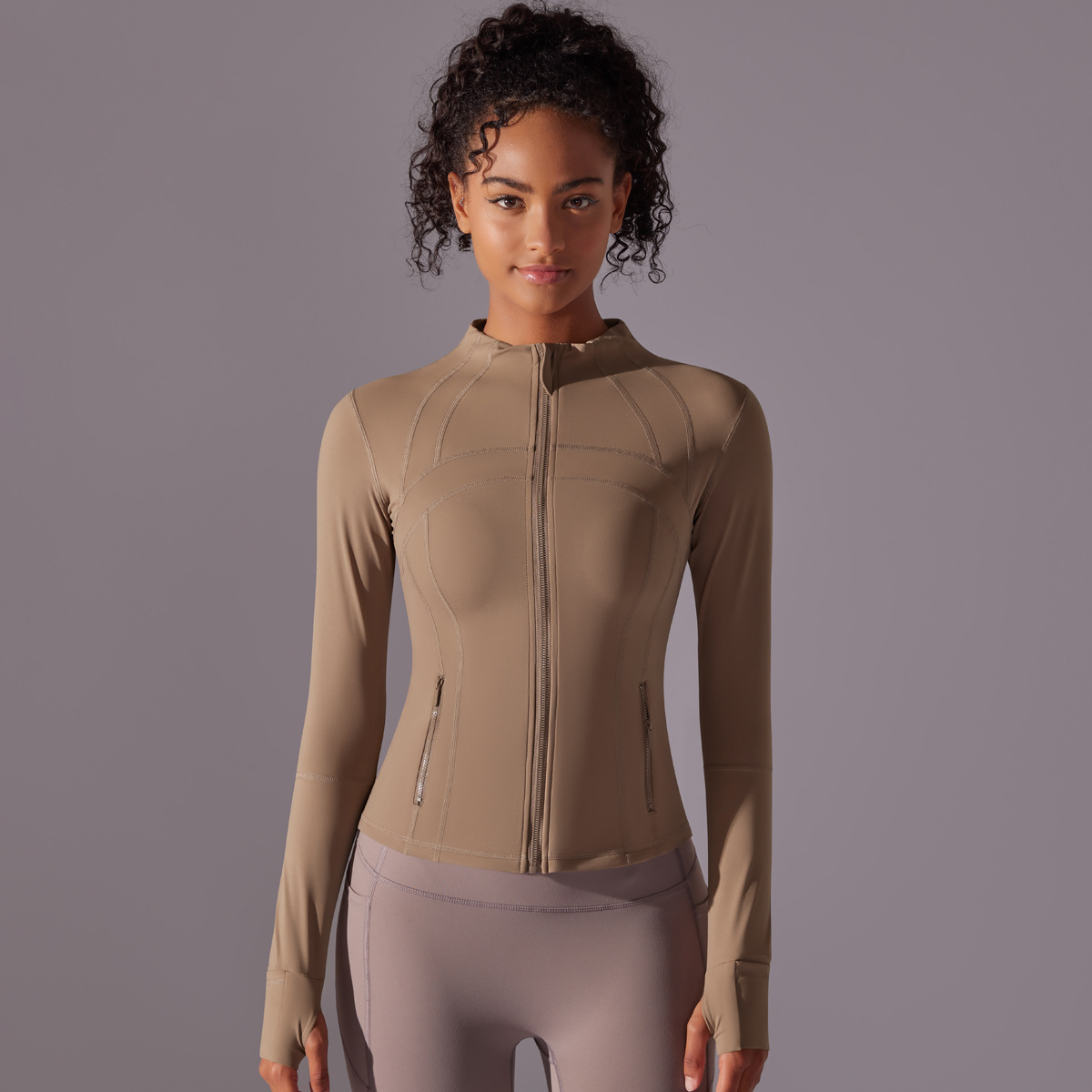 Zip-up Cardigan Slim-fit Long-sleeve Top Quick-drying Fitness Coat 7002