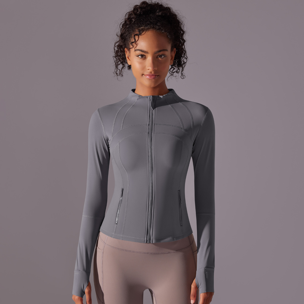 Zip-up Cardigan Slim-fit Long-sleeve Top Quick-drying Fitness Coat 7002