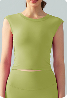 Backless Short-sleeved Fixed-style Padded Yoga Top DST743 