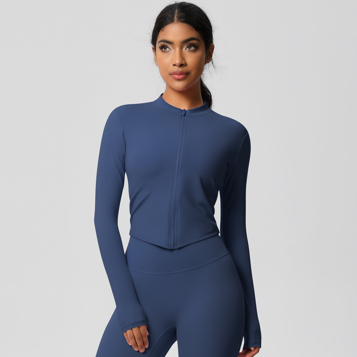 Tight-fitting Zip-up Coat Quick-drying Breathable Yoga Wear Top 7106