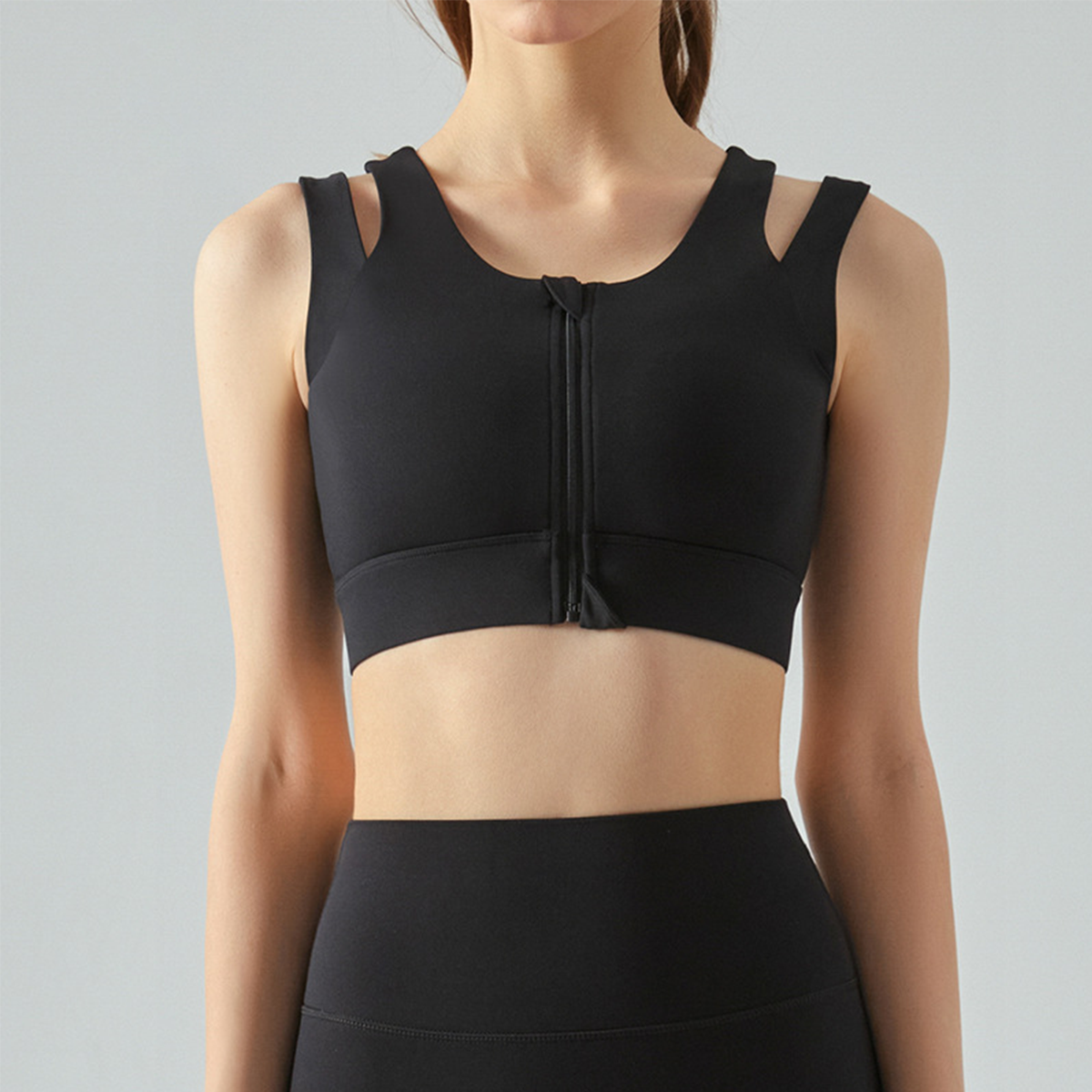 Front-Zip Fixed-Cup Breathable Sports Fitness Vest DSB477