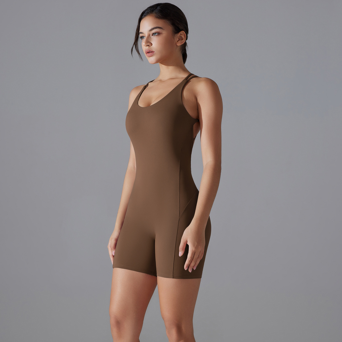 Spaghetti-strap Romper Short One-piece Yoga Suit  7066