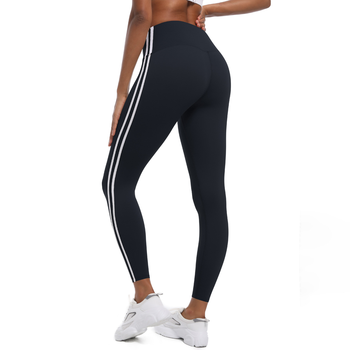 Striped Ankle-length Pants High-waisted Slimming Yoga Pants 6683