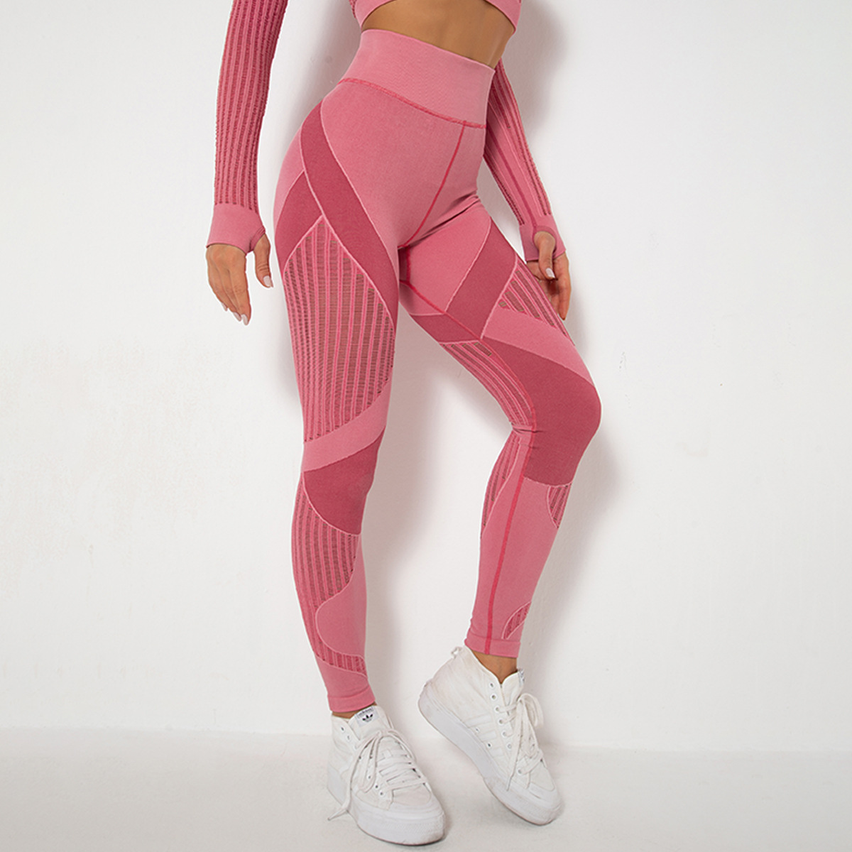 Seamless Knitted Quick-drying Hollowed-out Yoga Fitness Pants 6301