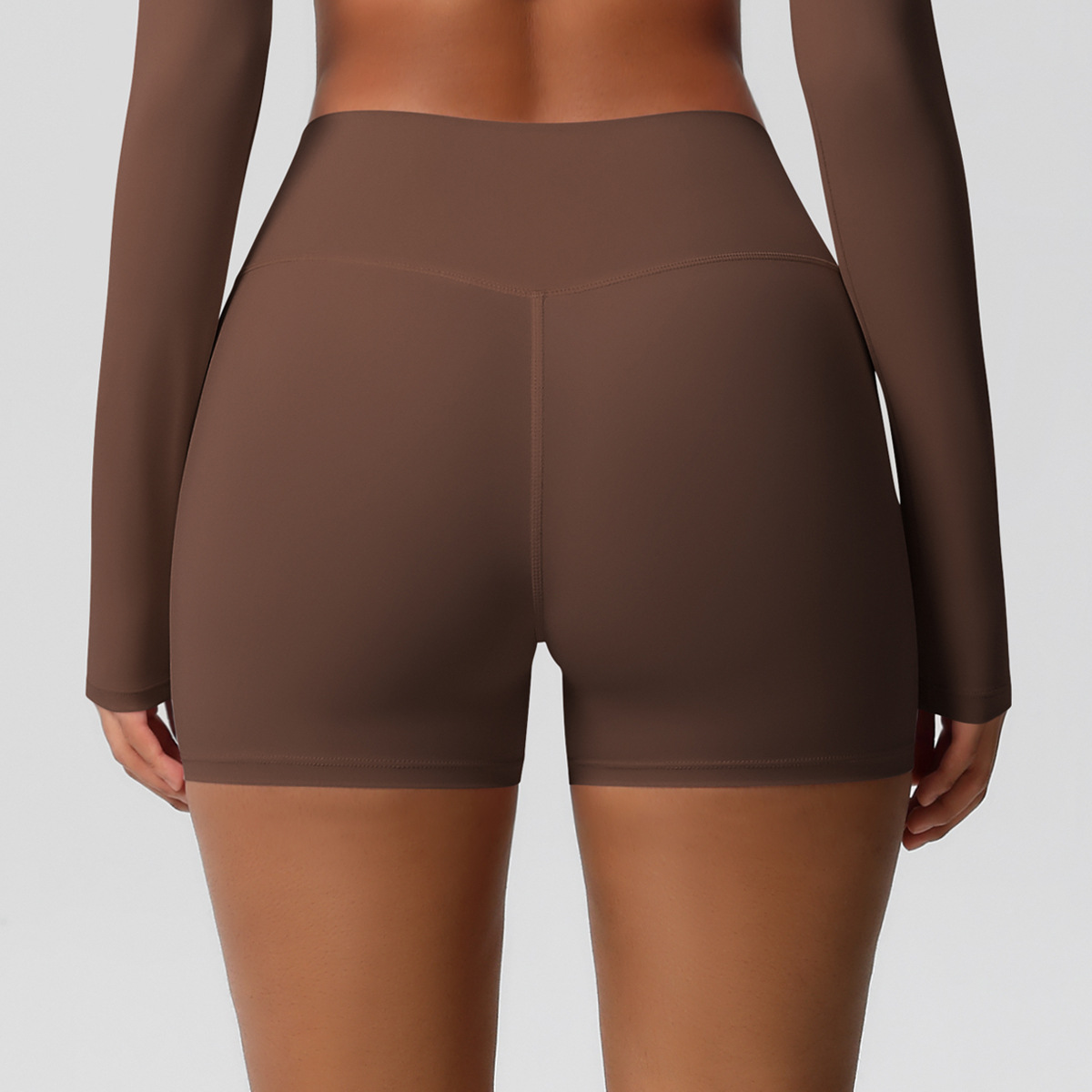 High-waisted Abdominal-control Naked-feeling Yoga Shorts  7101