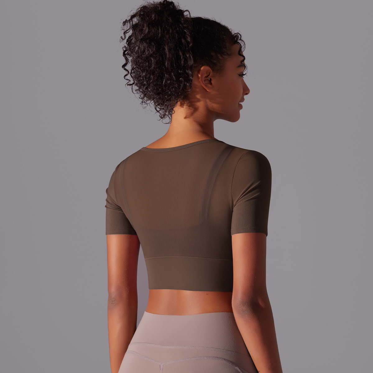 Hollow-out Short-sleeved Yoga Top 7040