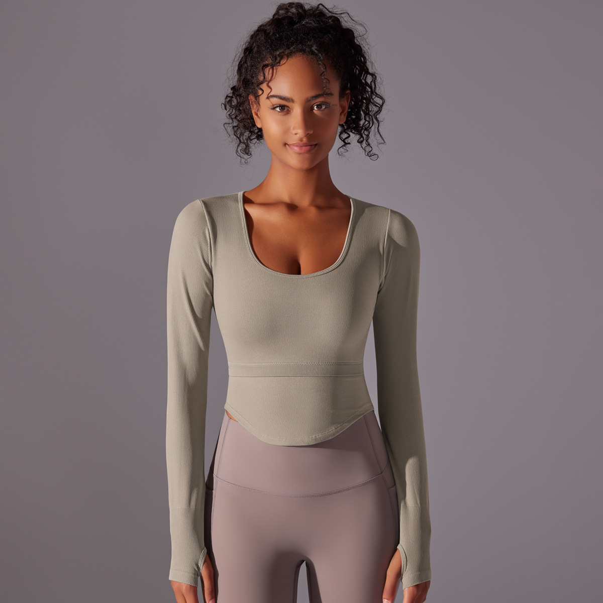 Yoga Suit with Built-in Chest Pads Integrated Cup Fitness Top  6636