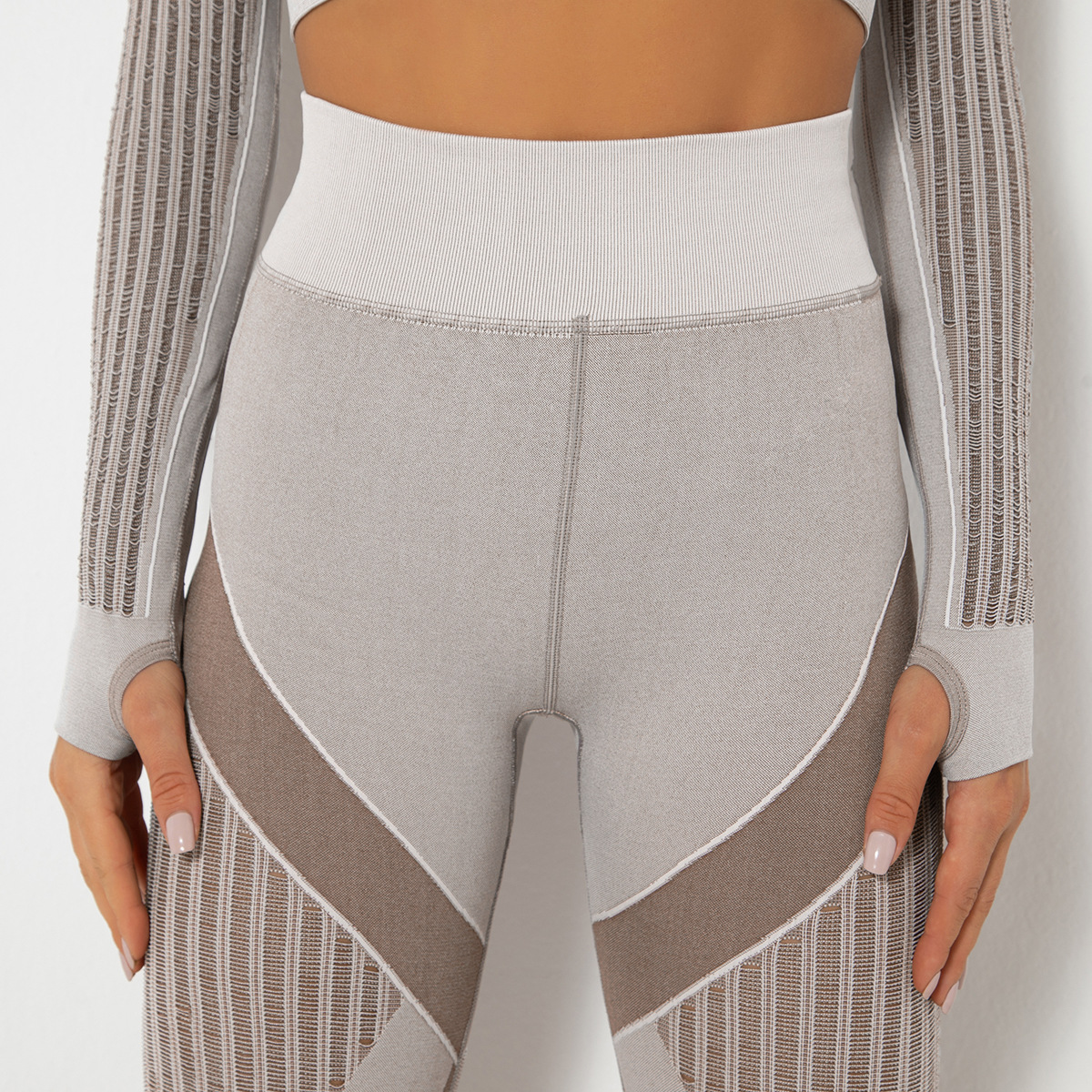 Seamless Knitted Quick-drying Hollowed-out Yoga Fitness Pants 6301