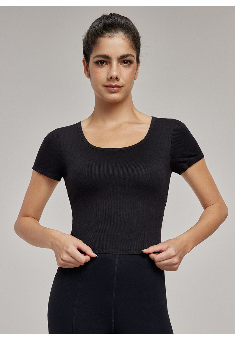 Semi-Fixed Bra Pad Breathable Fitness T-Shirt  DWY115009