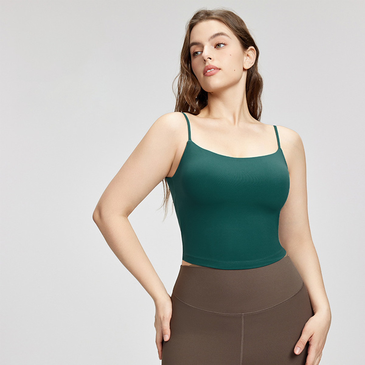 Plus-Size Padded Thin-Strap Fitness Top for Full-Busted Women  DWC215433 