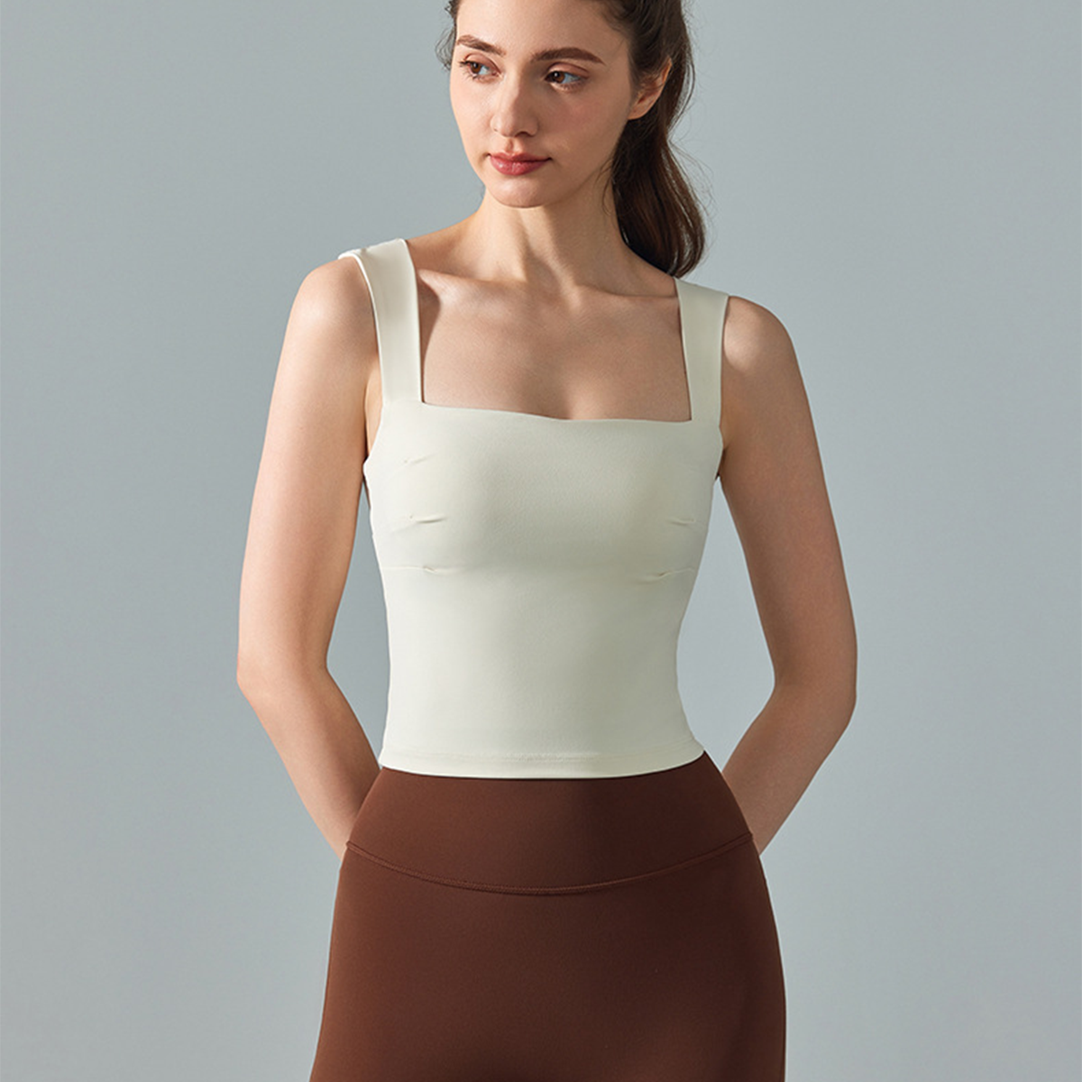 Square Neck Slimming Waist-Cinching Yoga Tank Top DWTS124104