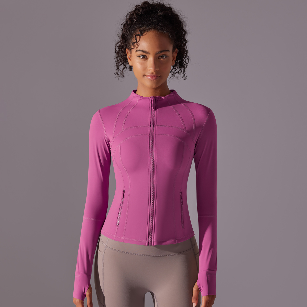 Zip-up Cardigan Slim-fit Long-sleeve Top Quick-drying Fitness Coat 7002