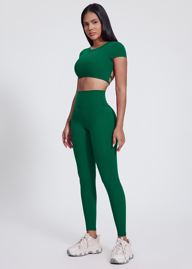 Backless tight-fitting sports T-shirt with chest pads SKL-LQ4097