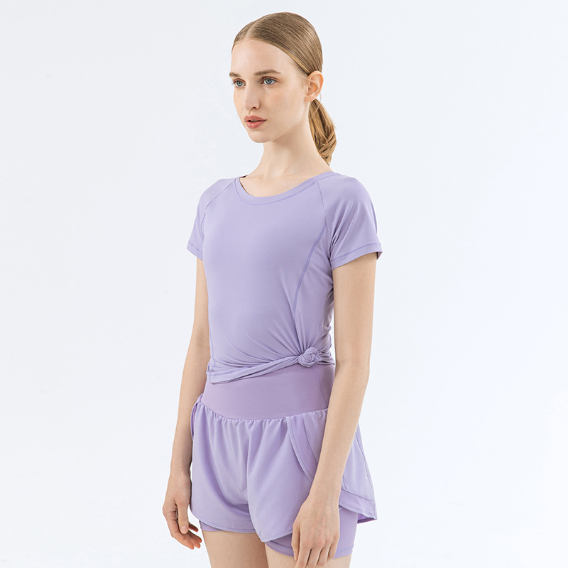 Mesh-Paneled Breathable Quick-Dry Yoga Short Sleeve  DS264